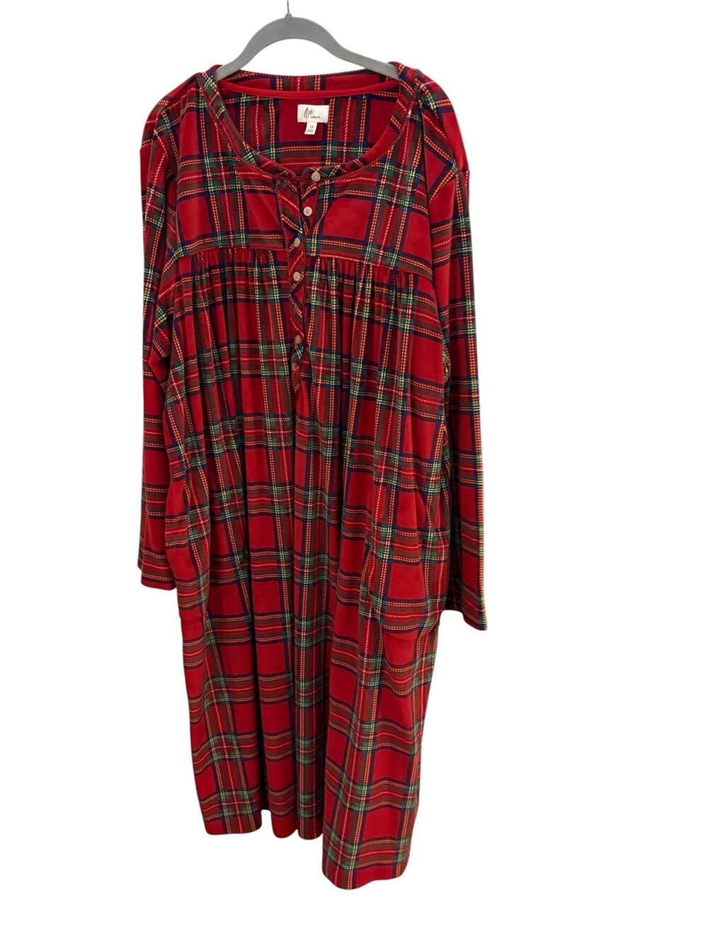 Arie Collection Super Soft Nightgown Long Sleeve Red Plaid 3X Classic+